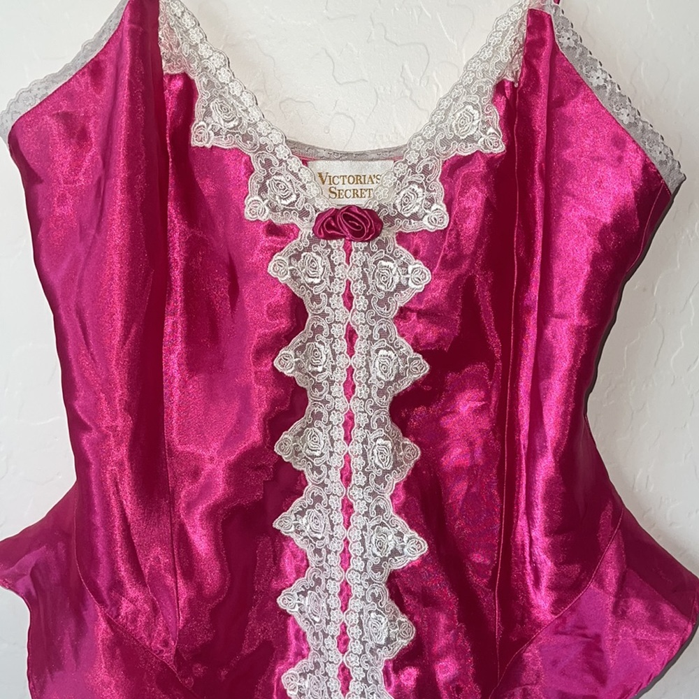 Victoria Secret Gold Label 1990's Fuchsia Teddy Vintage Lingerie size Large. EUC - Picture 7 of 14